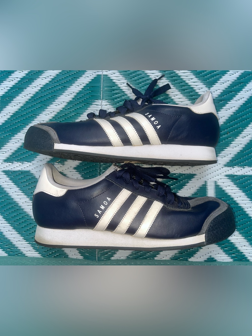 adidas Samoa Navy Blue White Leather Sneakers Men’s Size 12 Retro Shoes G24862